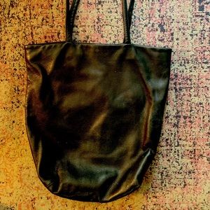 BAGGU Black Leather Tote - Medium